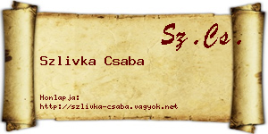 Szlivka Csaba névjegykártya